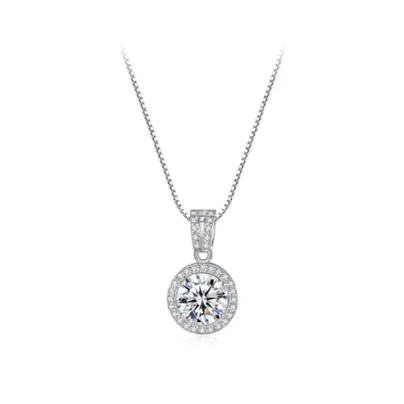 925 Silver Round Pendant with CZ Stones | Risha Jewels