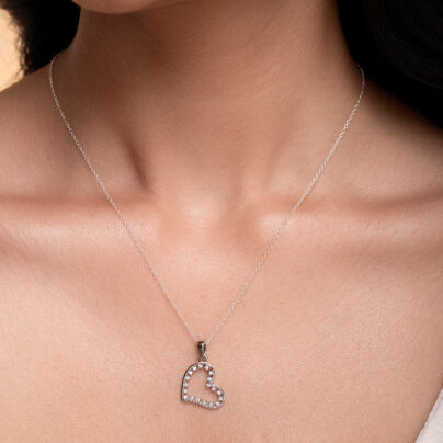 Buy Gleaming CZ Silver Heart Pendant Online | Risha Jewels