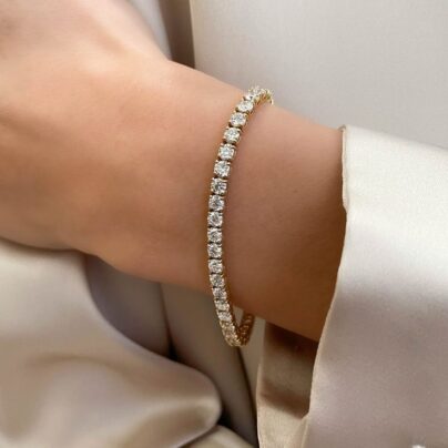 Buy Gold - Plated Simplicity Zircon Bracelet | Risha Jewels