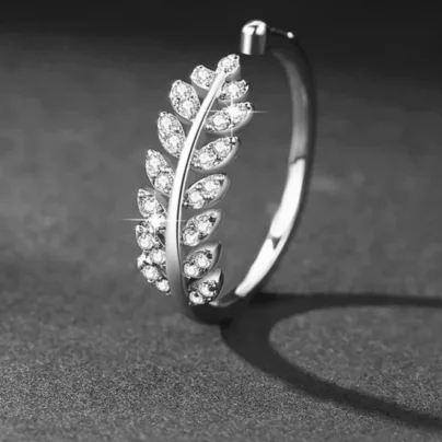 Buy Sej Silver Zircon Leaf Dance Ring Online | Risha Jewels