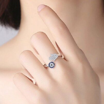 Buy Silver Evil Eye Amulet Ring online | Risha Jewels