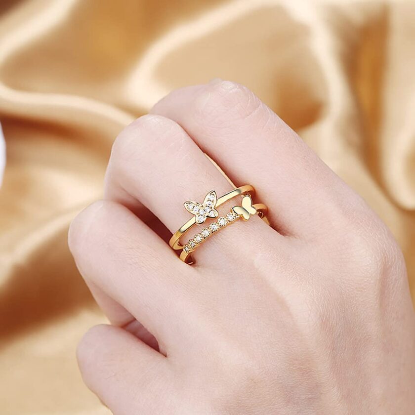 Buy Gold-plated Twin Butterfly Ring Online | Risha Jewels