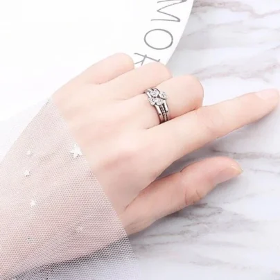 Buy Layered Silver Bow Cluster Ring For Her Online | Risha Jewels