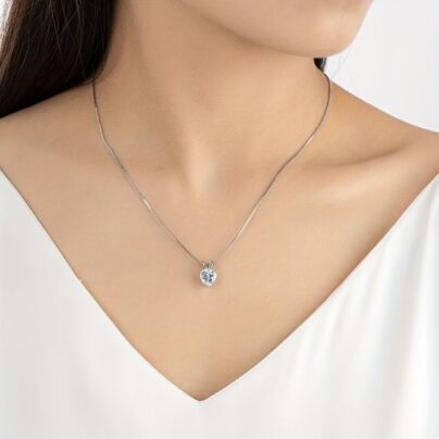 Buy Sparkling Silver Heart Shape Solitaire Pendant | Risha Jewels