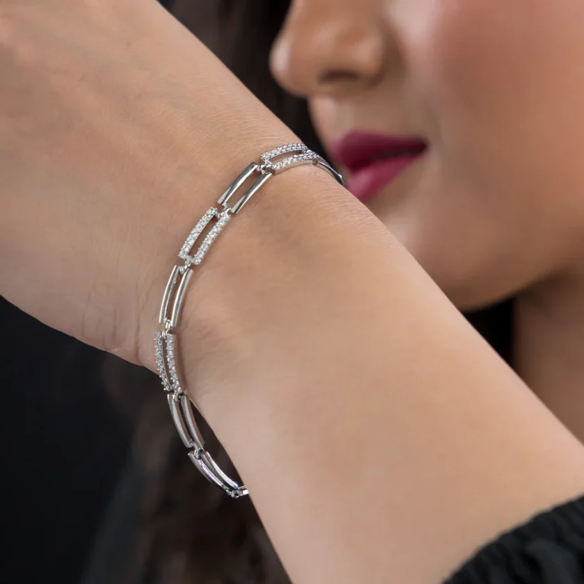 Buy Sleek Silver Rectangular Bracelet Online | Risha Jewels